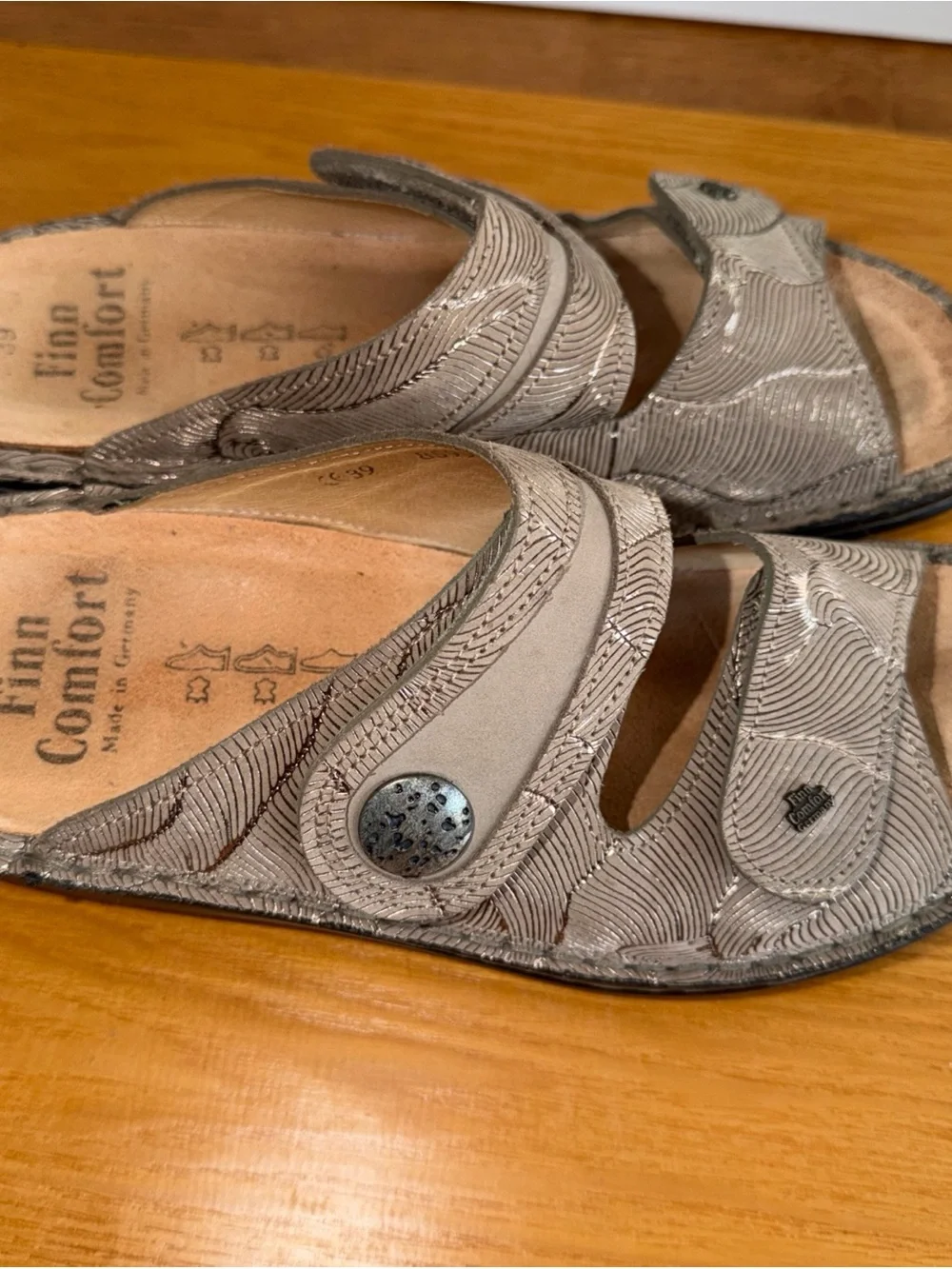 Finn Comfort Java Taupe Leather Comfort Sandals EU 39 US 8.5